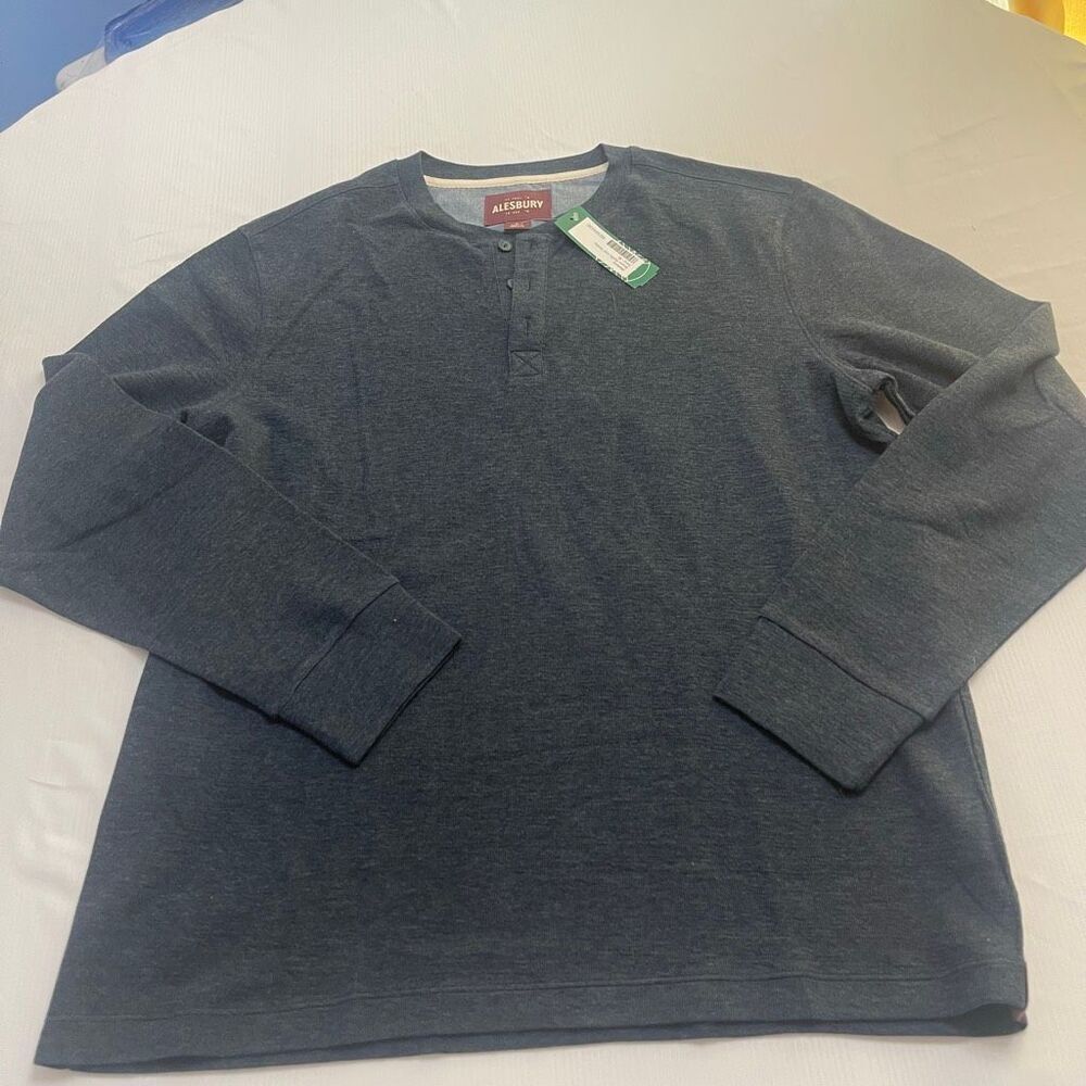 NWT Alesbury Bryant Waffle Knit Henley Navy Size XL New